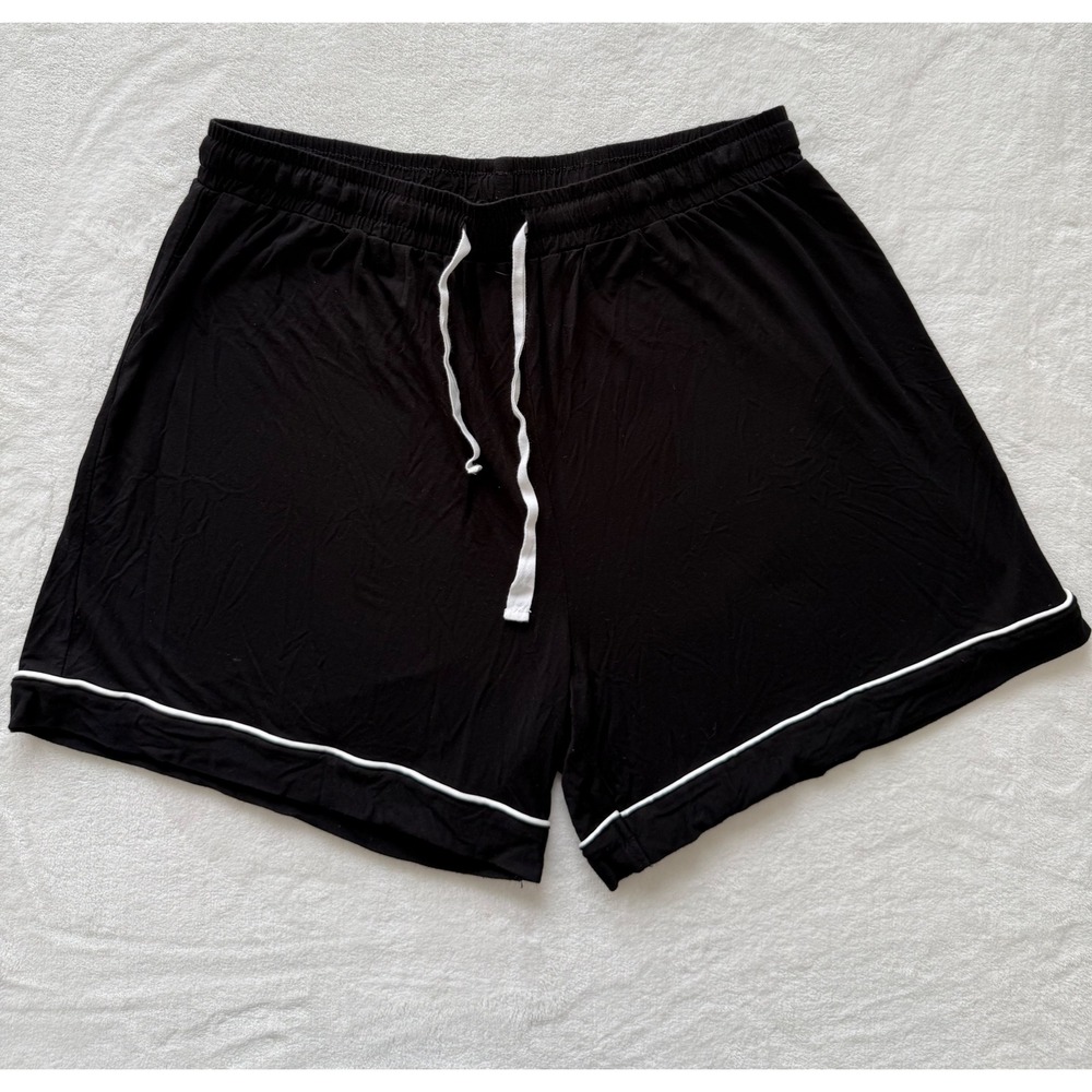 Womens Viscose from Bamboo Sleep Lounge Shorts Pajamas Large Black Soft